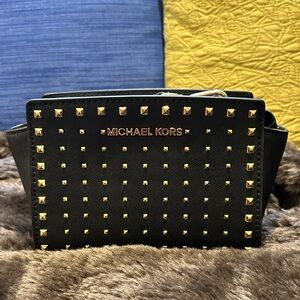Michael Kors Black and Gold Studded Bag